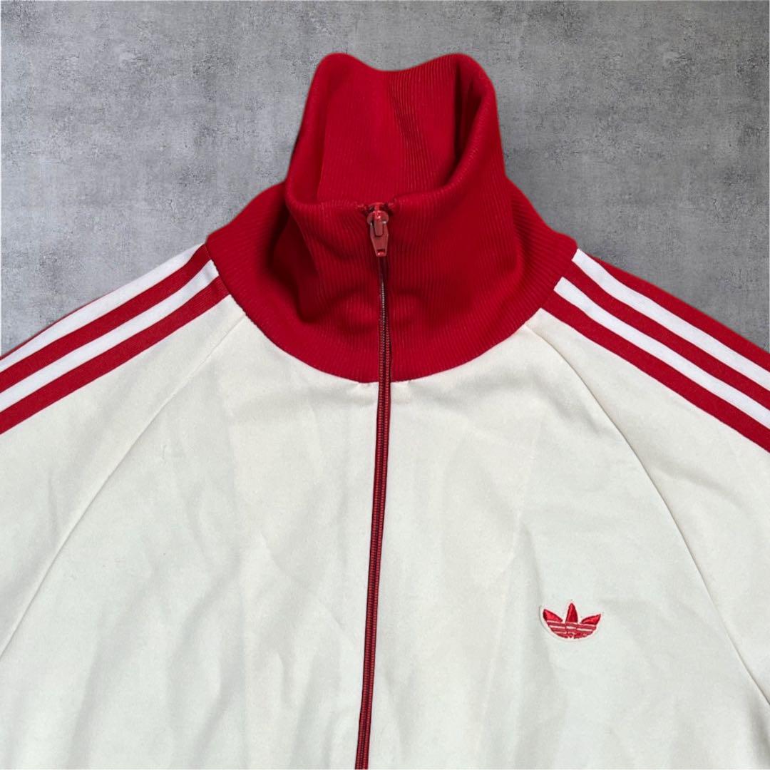 70s adidas 白 赤 トラックジャケット　ジャージ