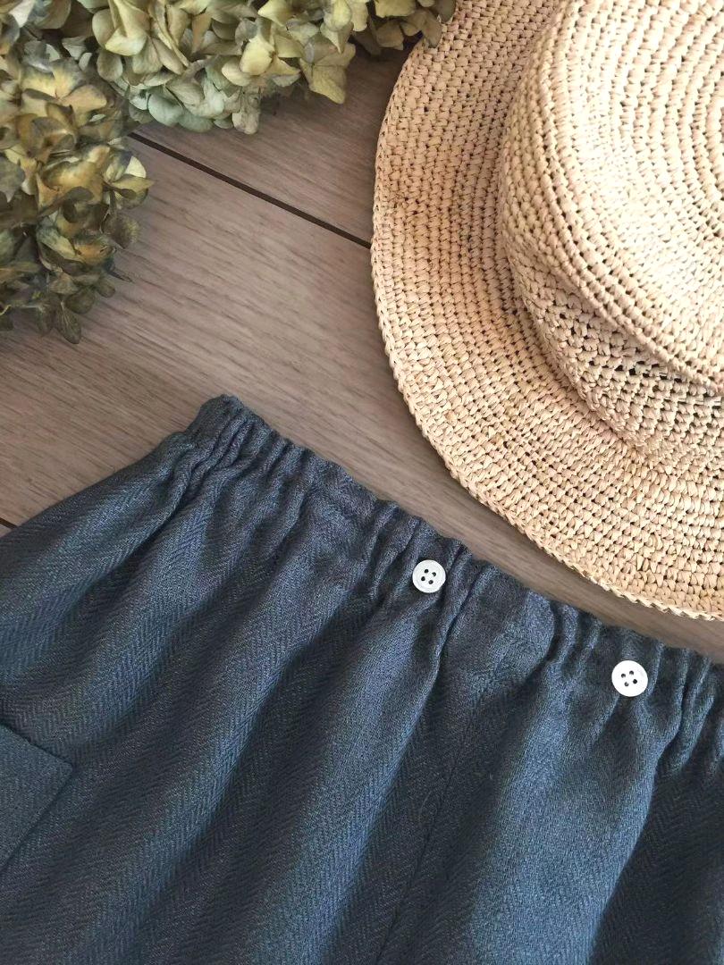半額満載！スーパーSALE グランドセール！ ハンドメイド 国産リネン100%ワイドパンツ 服作り40年の田舎町仕立屋 パンツ