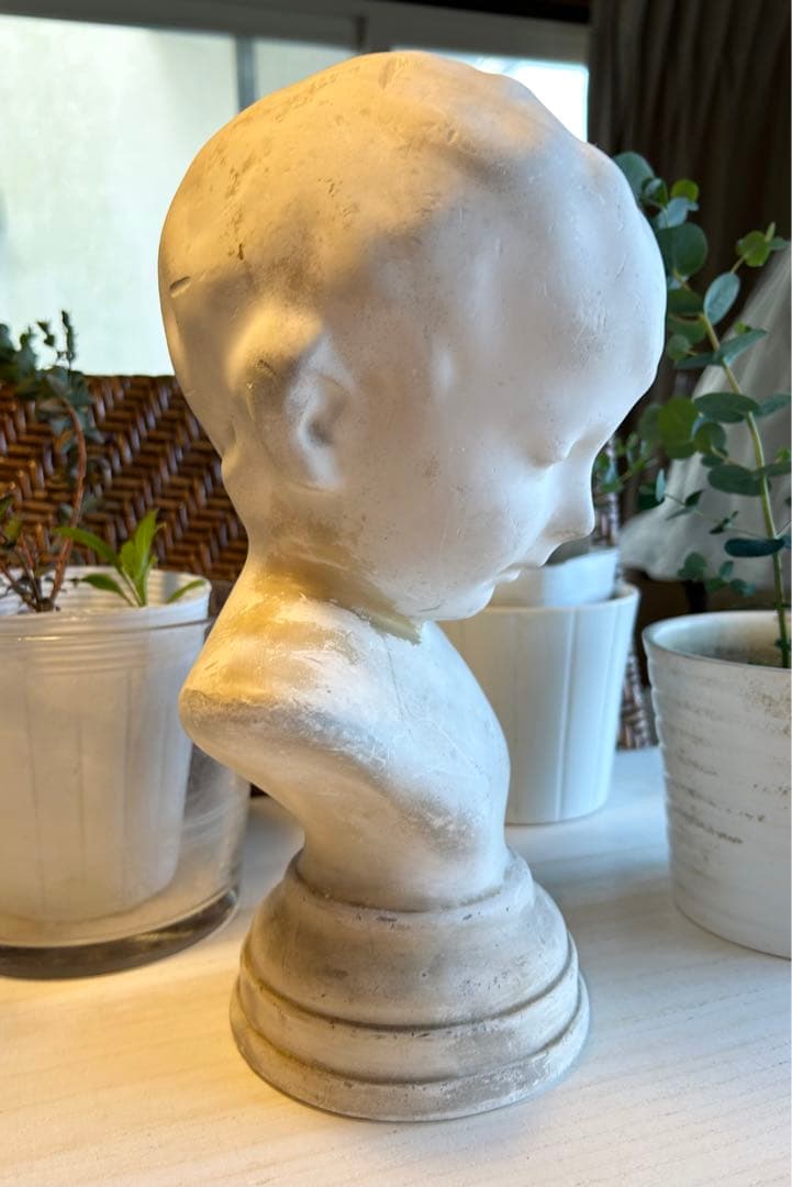 保障できる うつむき坊や 石膏像 アンティーク 置物 - education.semel