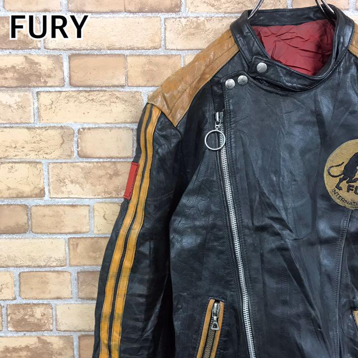 驚きの価格 裏地キルティング シングルライダースユーロレザー ☆FURY☆70s〜フランス製 - ライダースジャケット 驚きの価格 裏地キルティング シングルライダースユーロレザー ☆FURY☆70s〜フランス製 - ライダースジャケット