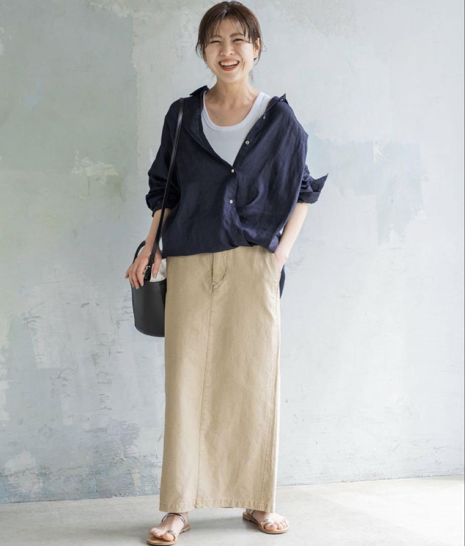 美品 Spick&Span 80リネンカシュクールビッグシャツ スピック&スパン