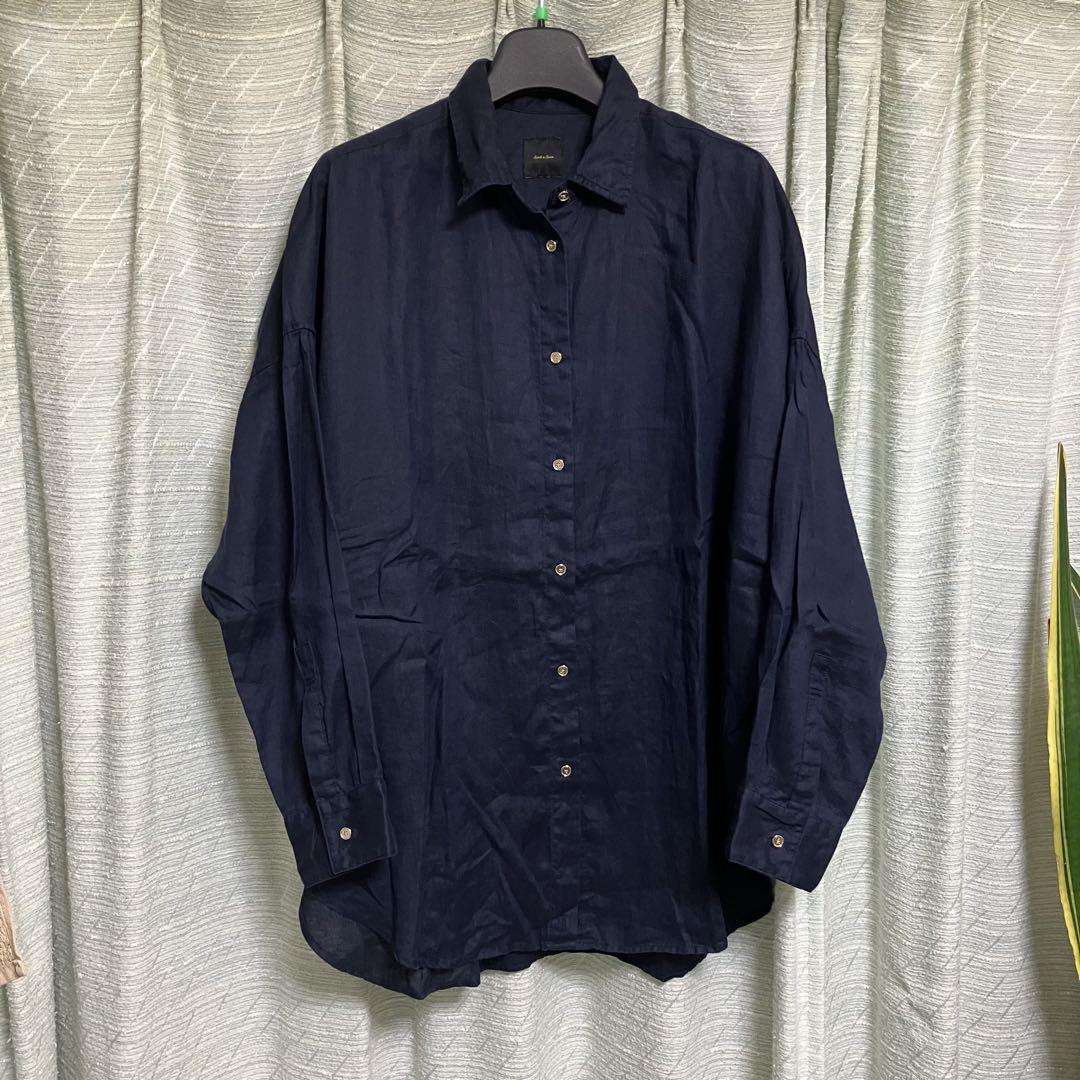 美品 Spick&Span 80リネンカシュクールビッグシャツ スピック&スパン