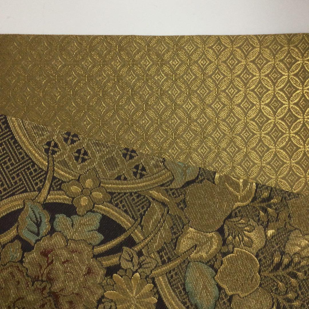 水無月 正絹輪奈織牡丹桐金糸袋帯 美品 ZGUaj-m67719180819 No.7696 超激安即納