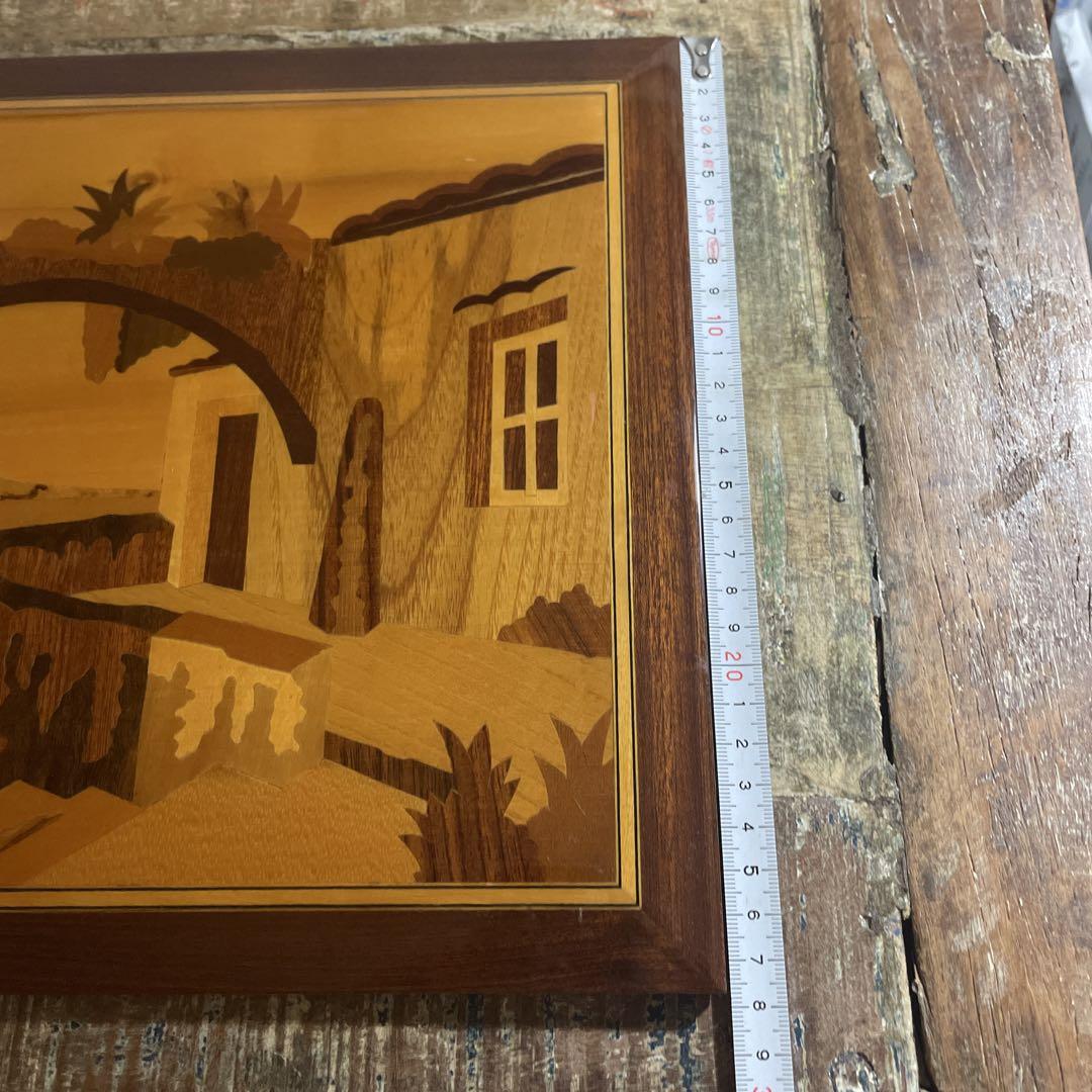 イタリア製▶︎寄木細工 風景画 木製フレーム 約27.5cm x 38cm