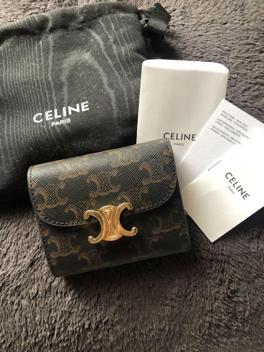 美品✨ CELINE セリーヌ　三つ折り財布　コンパクトウォレット　ブラック