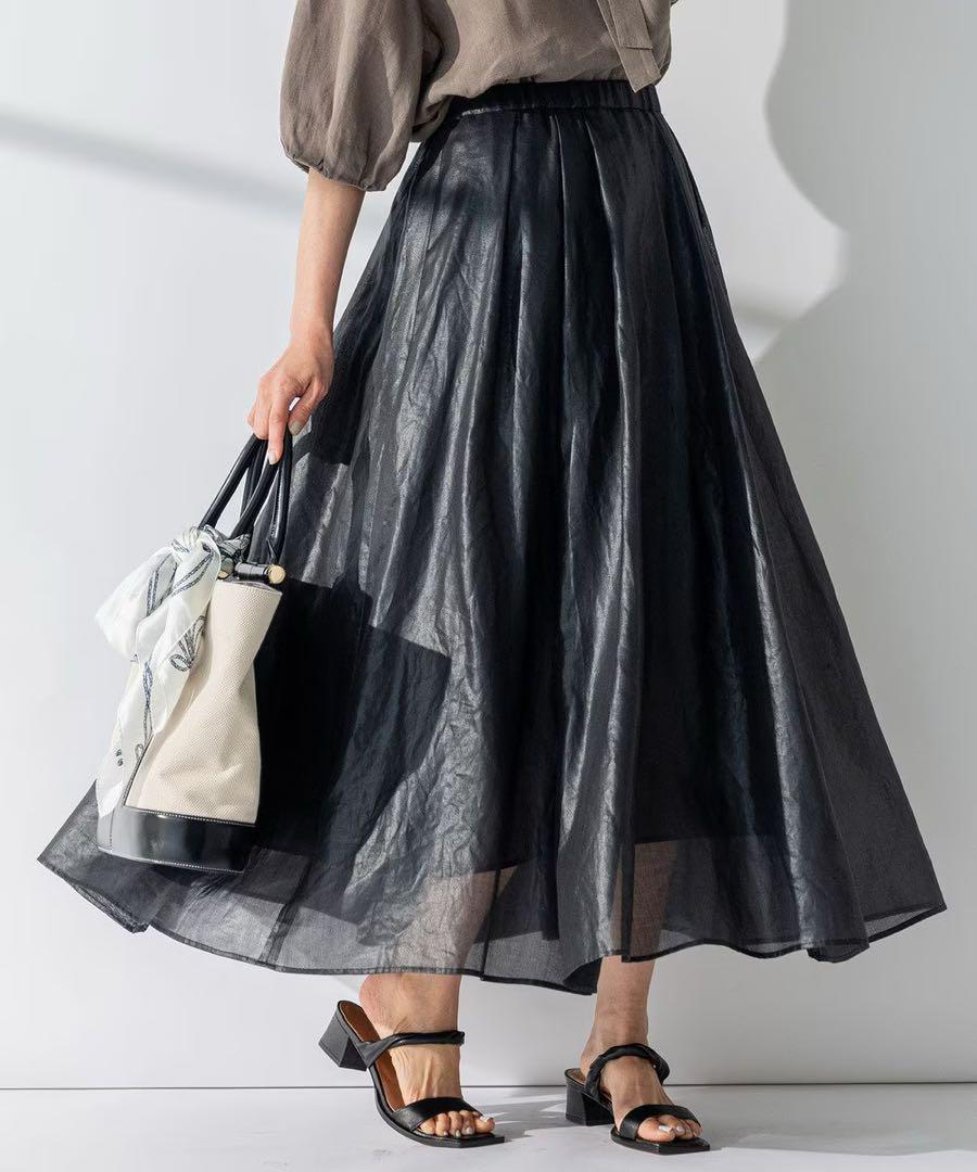 美品】23SS 23区 イージー グロッシーボイル タックスカート 36