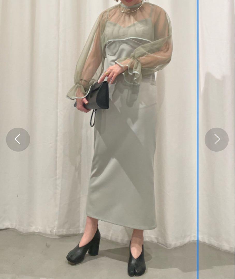 Ameri MANY WAY AIRY VEIL DRESS グリーン