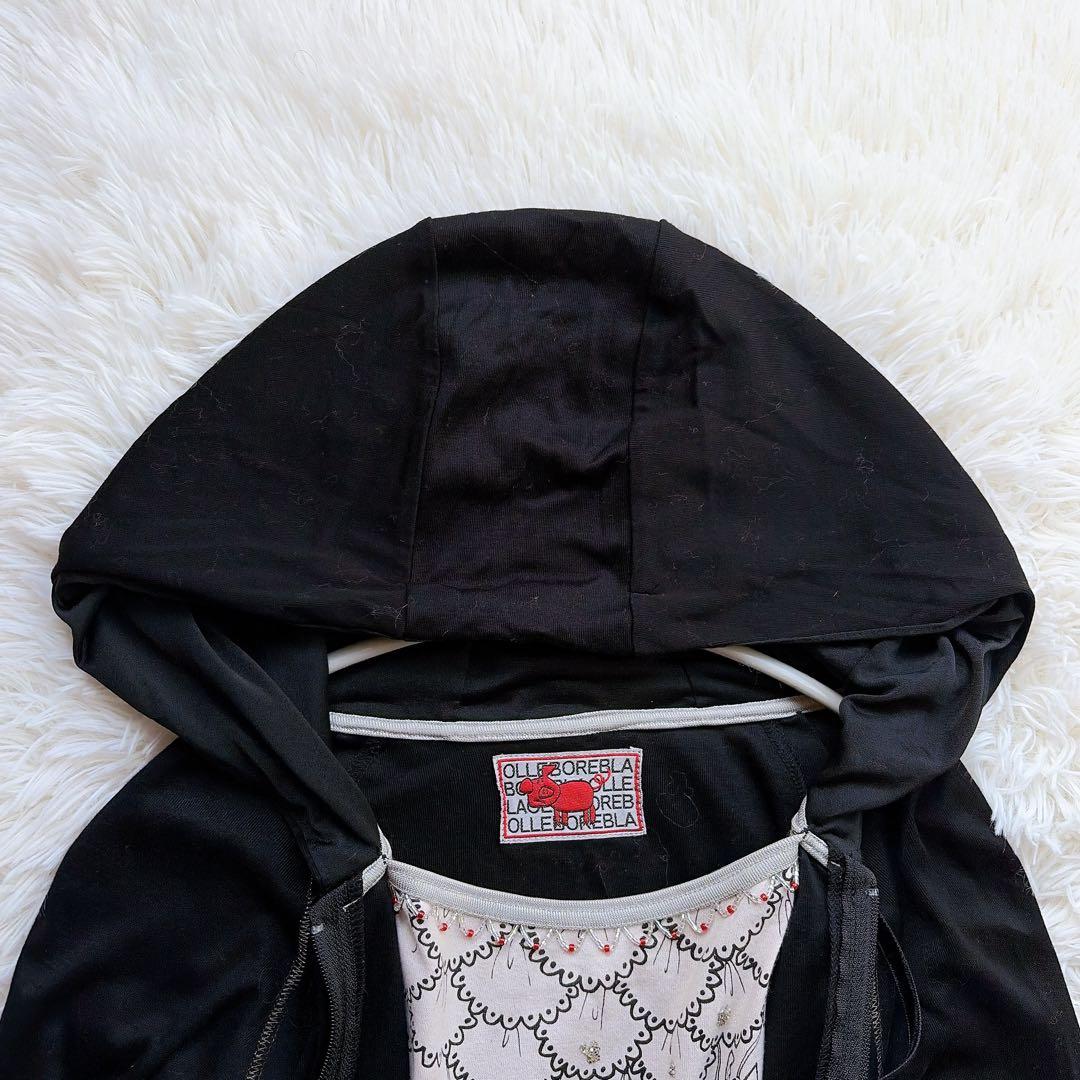 【優雅な】 ALBEROBELLO アルベロベロ ブタさん カットソー切替パーカー ビジュー SIZE Alberobello