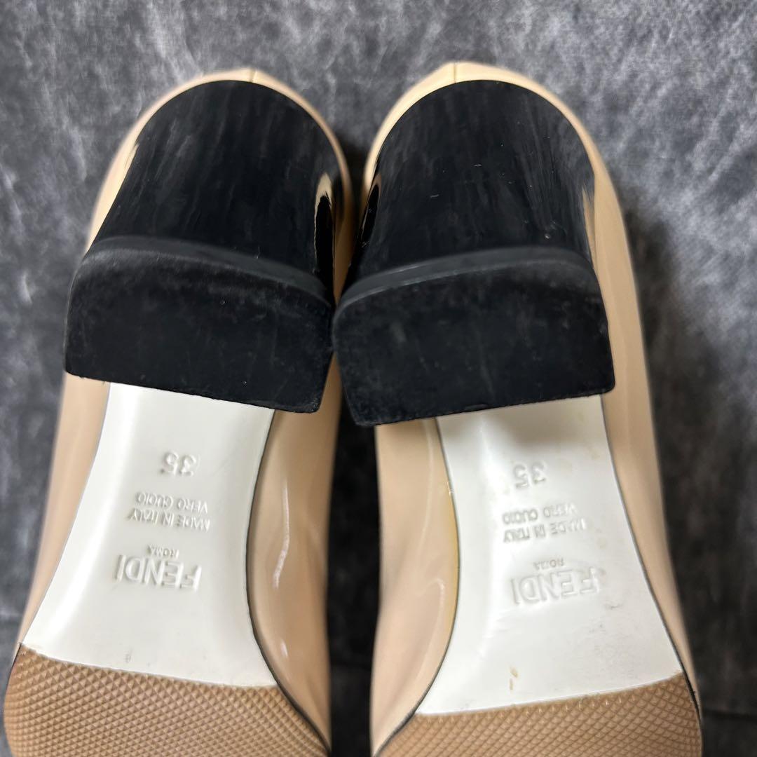FENDI エナメルパンプス　ヒールパンプス　ピンクベージュ　35