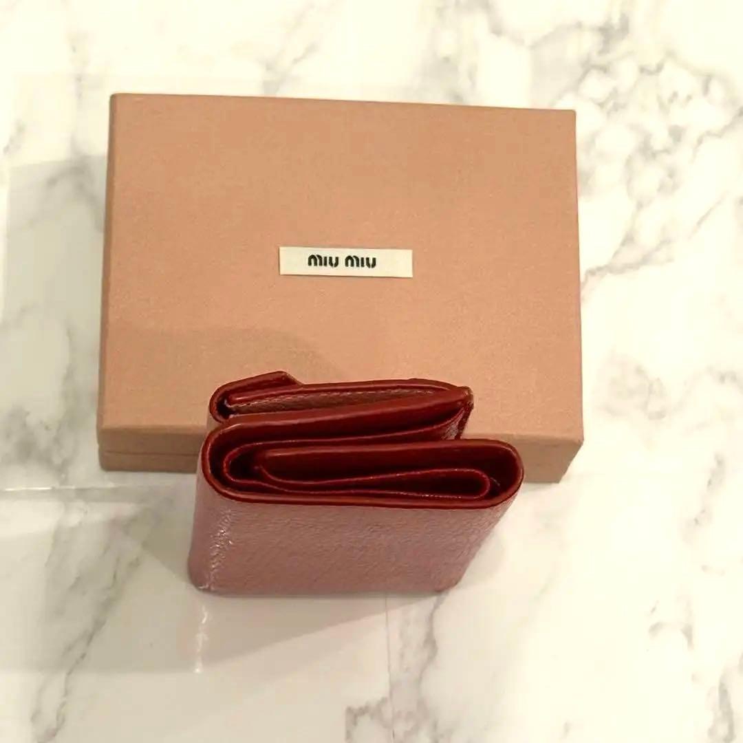 Miu Miu ミュウミュウ 三つ折り財布 マドラスラブ ピンク ハート箱付き