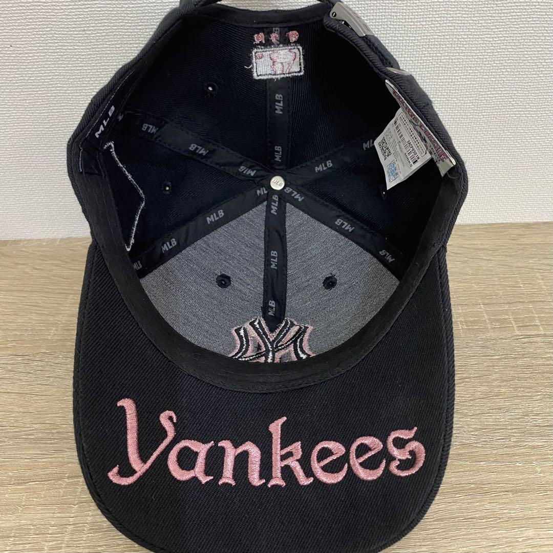 MLB Korea 刺繍　キャップ　黒ピンク