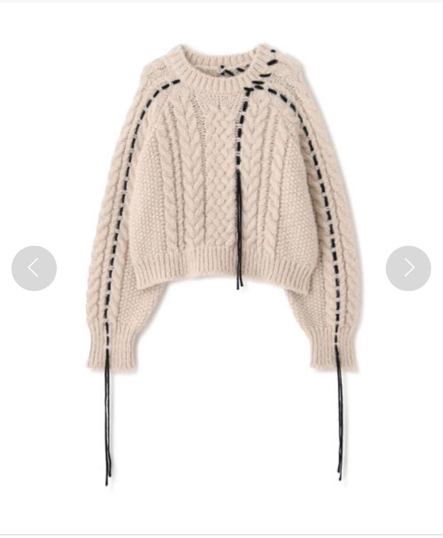 NATURAL BEAUTY BASIC ◇ステッチケーブルニット クリーム色