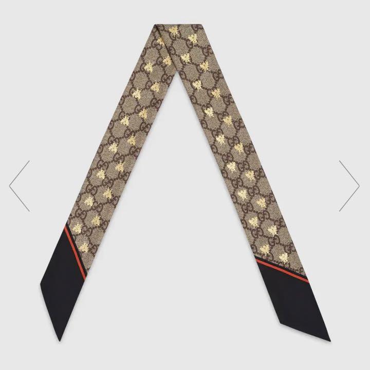 GUCCI グッチ スカーフ ネックボウ GG Bee シルク ブラック