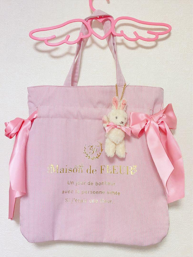 Maison de FLEUR ダブルリボントートバッグ うさぎ ピンク 量産型