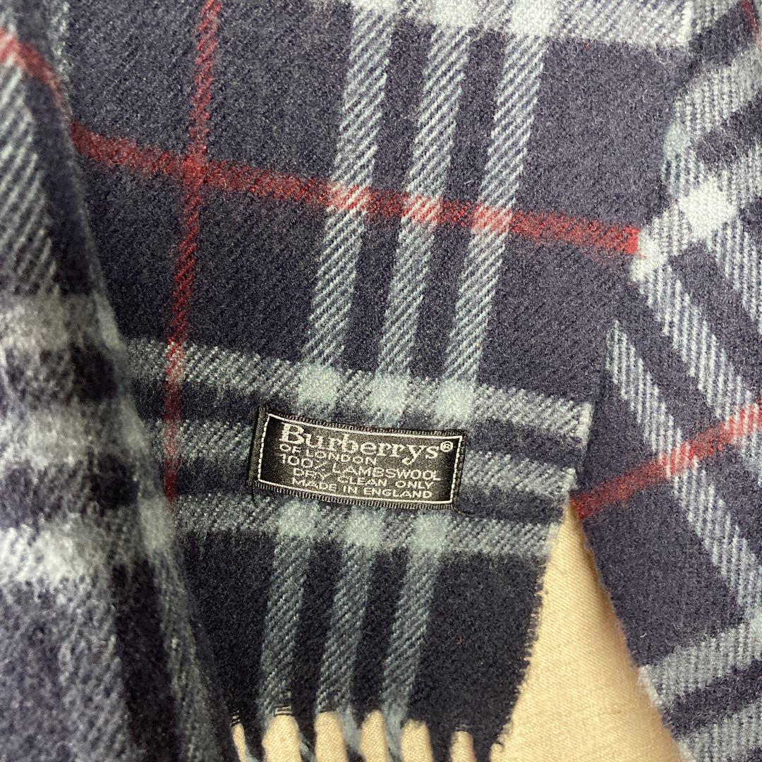 BURBERRY LAMBSWOOL 100% マフラー　ノバチェック　ネイビー 特別ファッション - BURBERRY LAMBSWOOL 100% マフラー ノバ