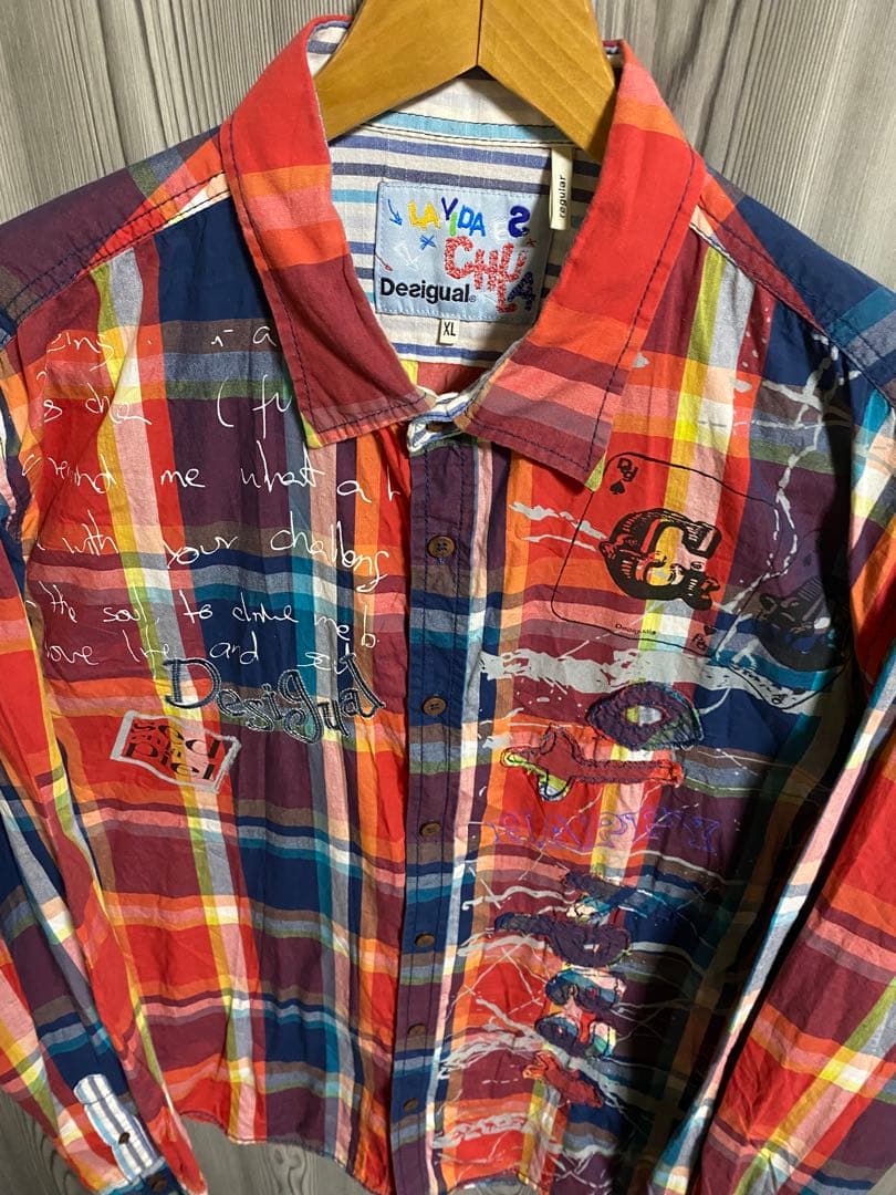 Desigual アナーキー派手柄チェックシャツ ロック パンク Desigual アナーキー派手柄チェックシャツ ロック パンク