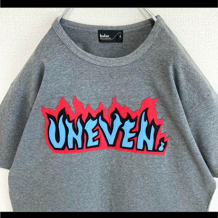 状態良 kolor カラー Tシャツ 半袖 グレー 灰色 ワッペン 18AW