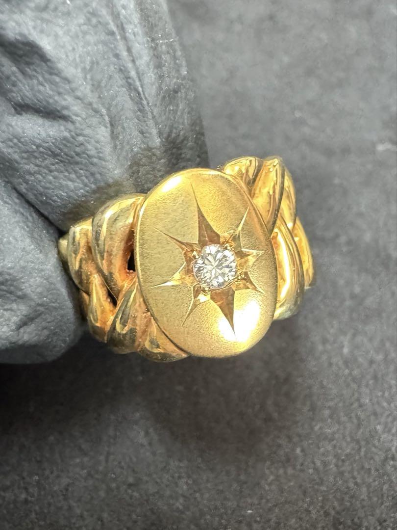 K18イエローゴールド　ダイヤ0.13ct リング
