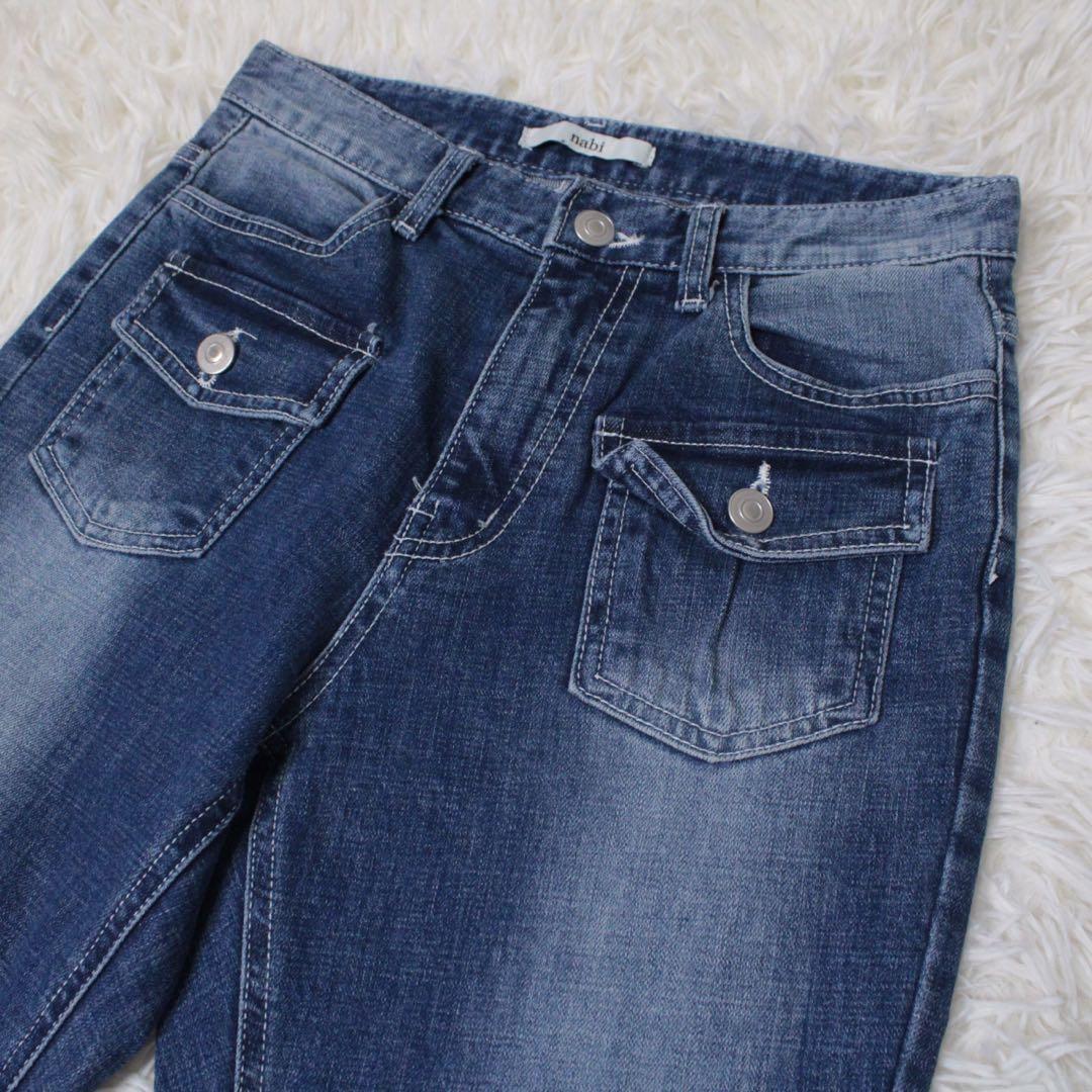 新品 nugu ヴィンテージブーツカットデニムパンツ NUGU klee サイドカット デニムパンツ S 新品 ヴィンテージブーツ