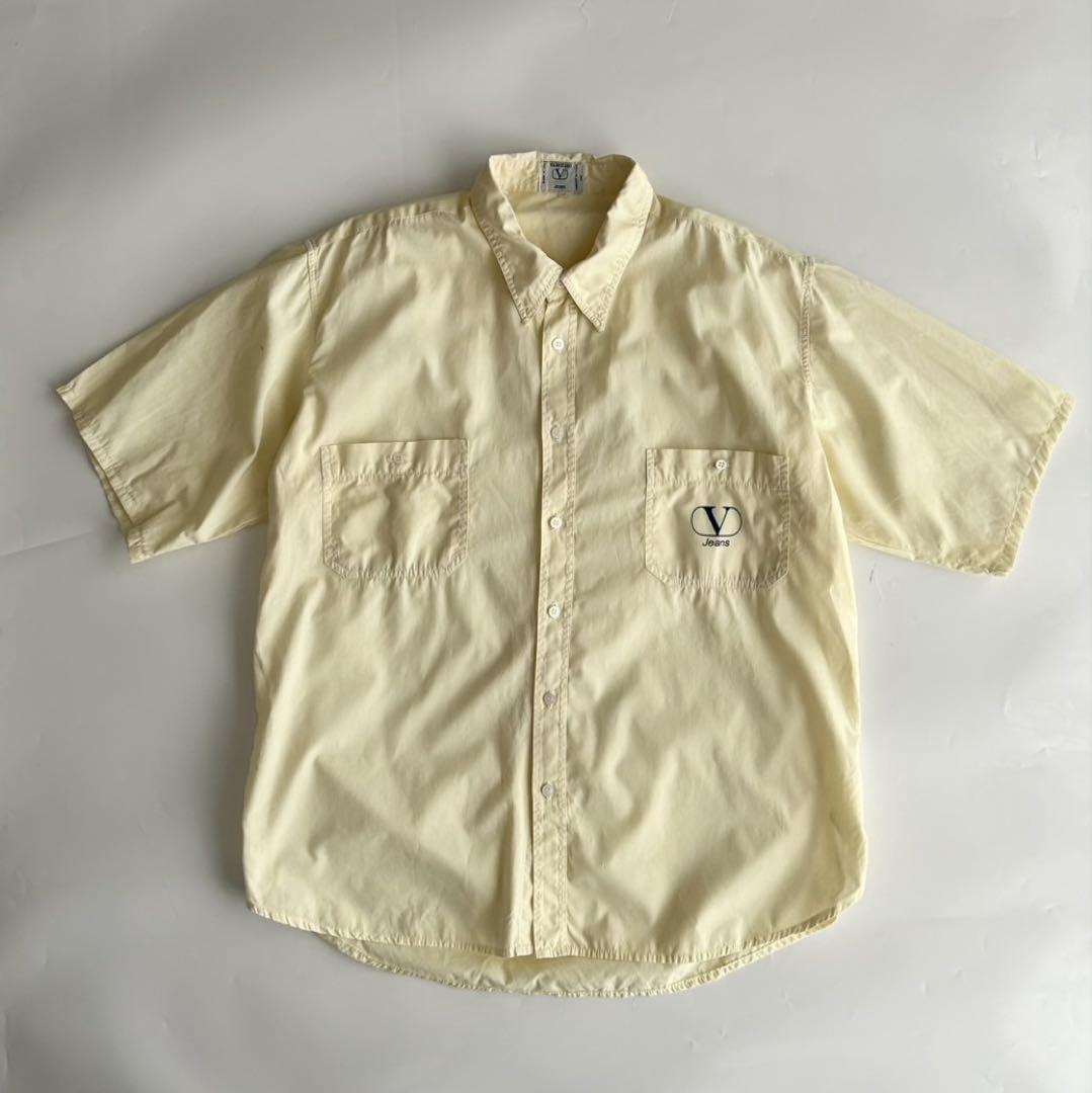 希少イタリア製 90s valentino jeans 半袖シャツ ロゴプリント