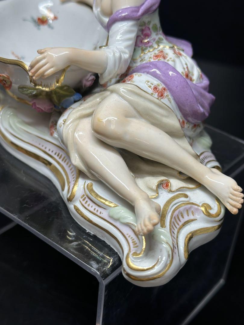 マイセン　「花籠を持つ男女」　幅17cm チヒサル　東ゆ7-0320⭐︎2