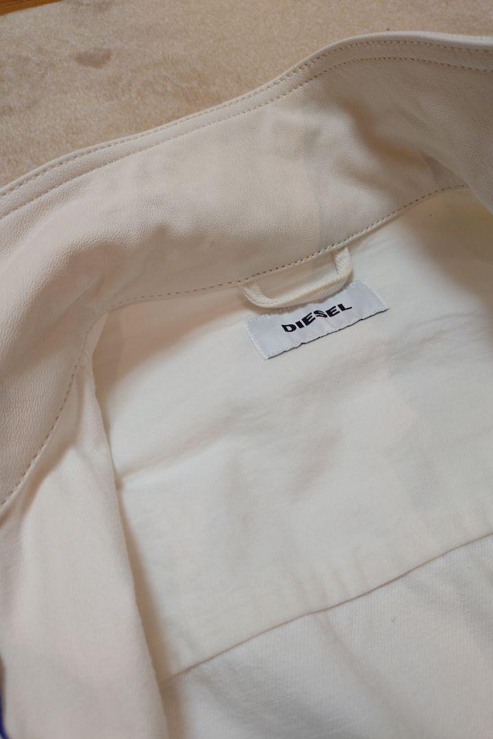 【未使用美品！！】DIESEL デニムジャケット　襟レザー　 ホワイト　メンズＬ