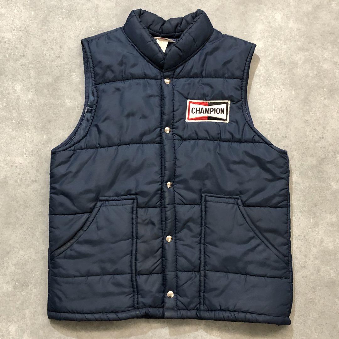 80s US古着 CHAMPION 中綿 ベスト M チャンピオン プラグ