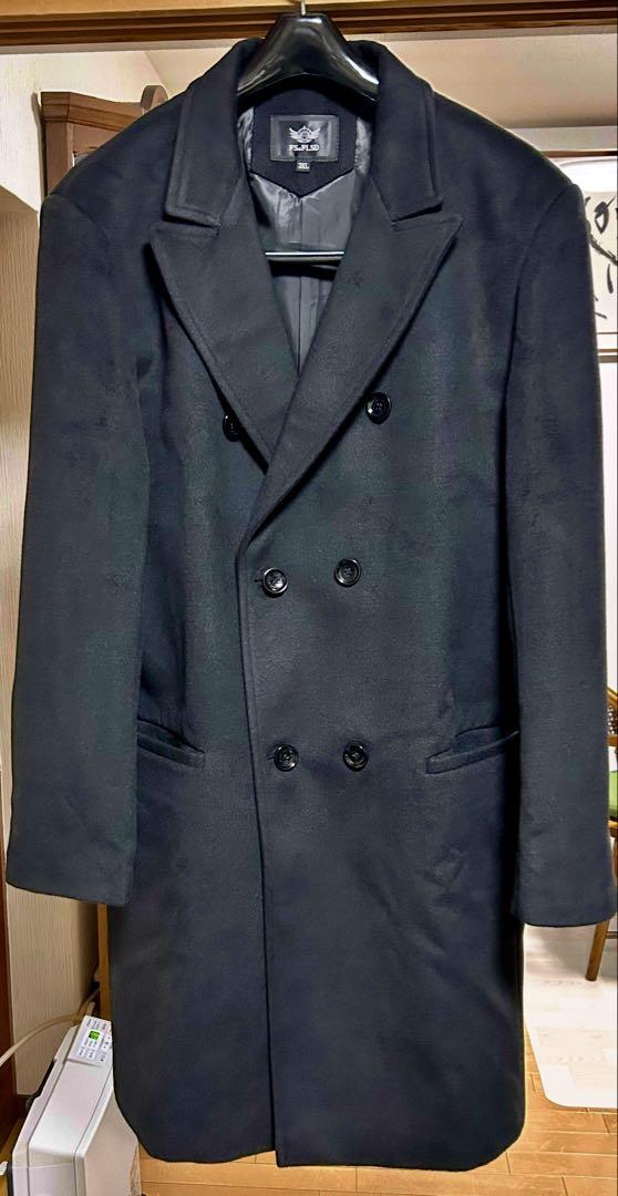 FS & FLSD ブラック ダブルブレストコート 3XL