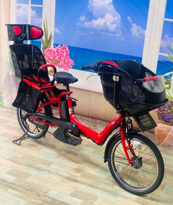 3333 電動自転車ヤマハ子供乗せ 20インチ 超高性能バッテリー レッド-