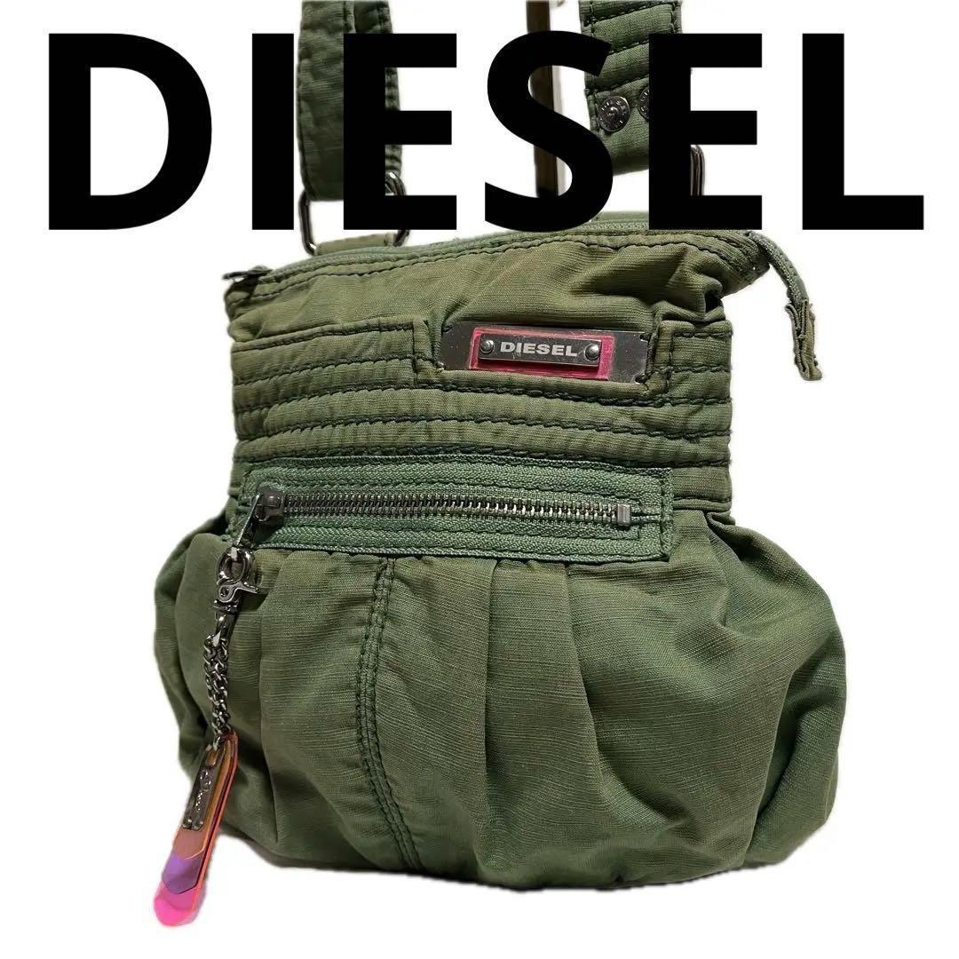 y2k DIESEL ショルダーバッグ クロスボディ キャンバス カーキ