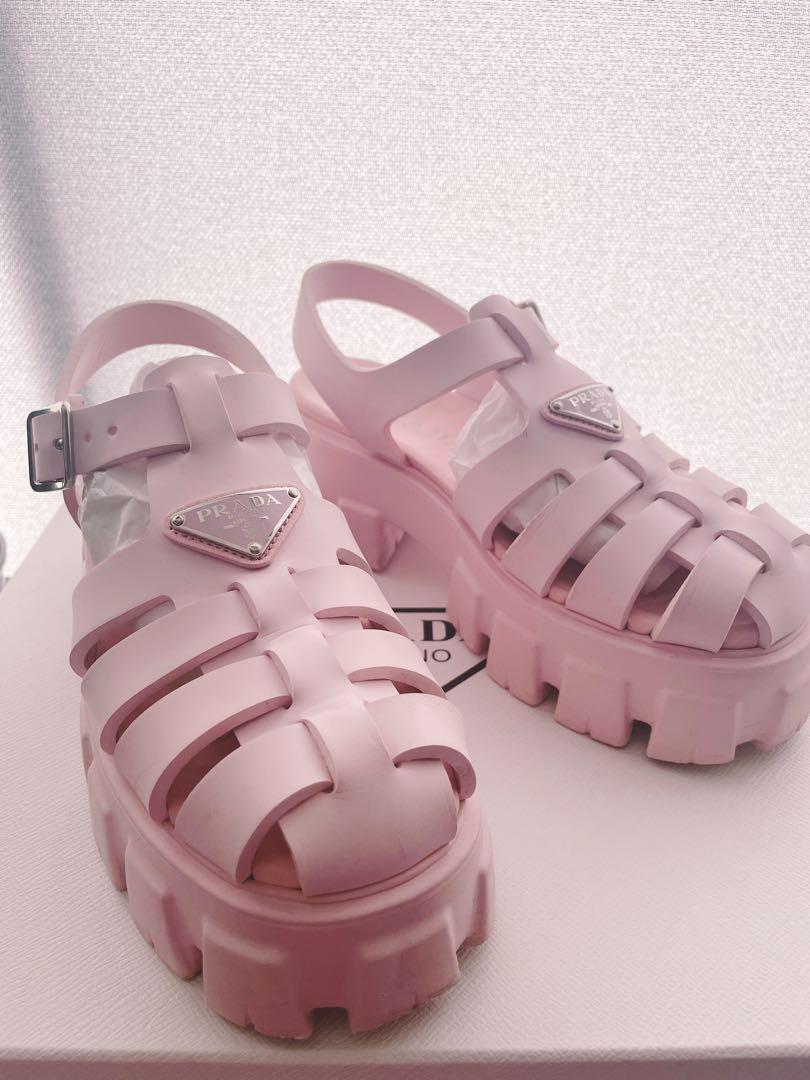 IT37★SALE★PRADA★ラバー サンダル バックルストラップピンク PRADA ピンク 厚底ストラップサンダル - メルカリ