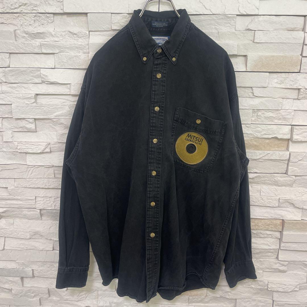 Leeリー MIUSUI GOLD 刺繍 ブラックデニムシャツ バックプリント