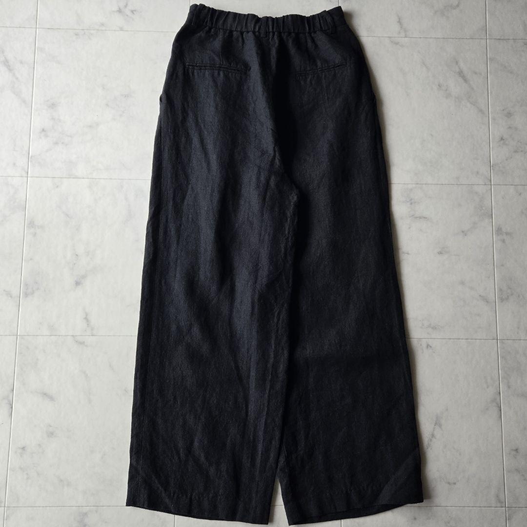 バビロン　リネンワンタックパンツ　黒　ブラック　ワイド　ゆったり　麻100%