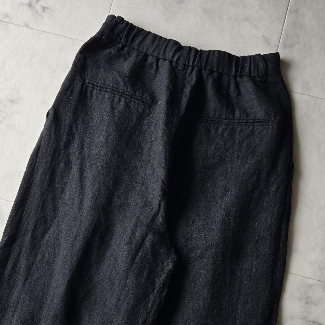 バビロン　リネンワンタックパンツ　黒　ブラック　ワイド　ゆったり　麻100%