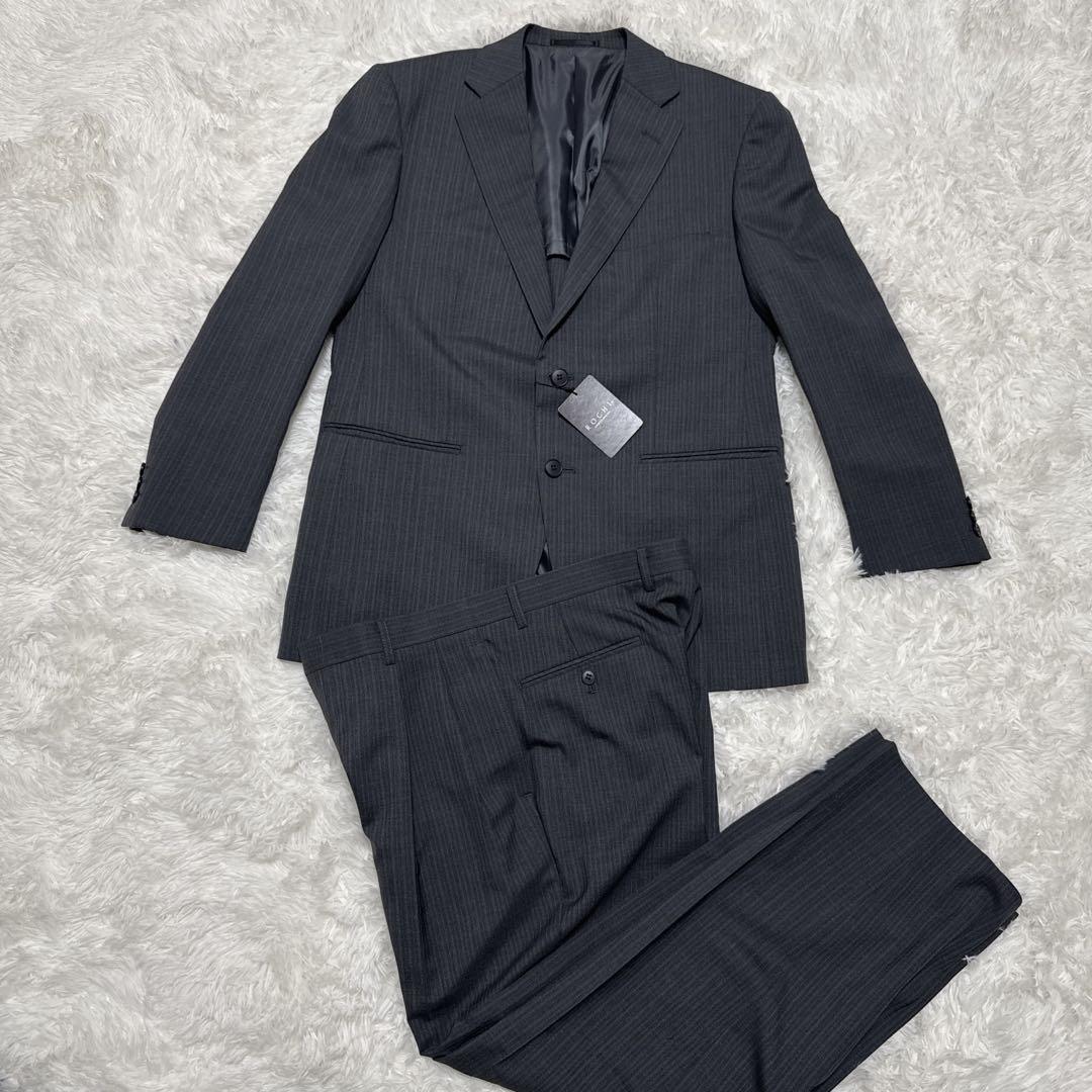 【新品】ROCHI スーツセットアップ 春夏用 グレー ストライプ AB5