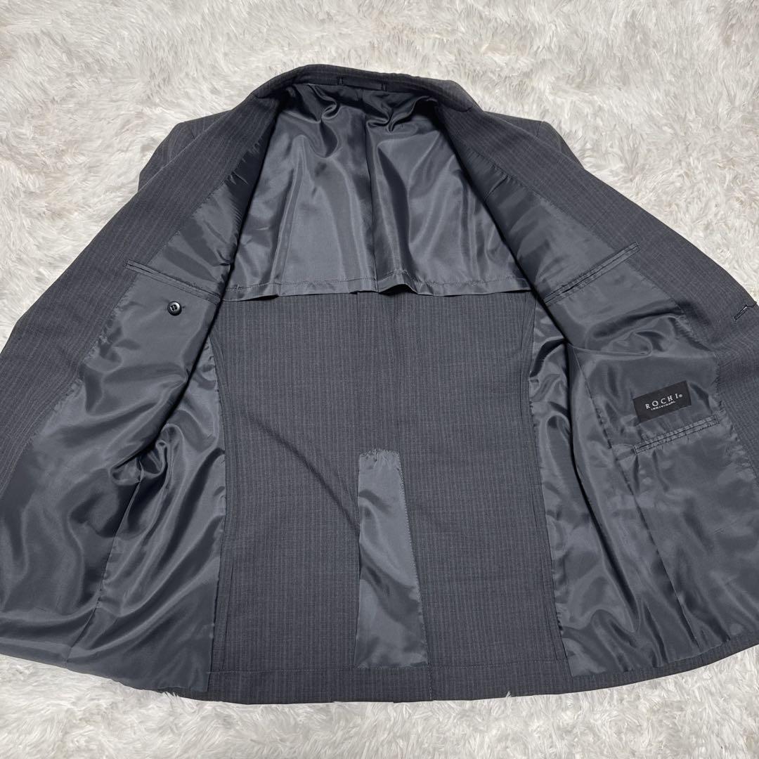 【新品】ROCHI スーツセットアップ 春夏用 グレー ストライプ AB5