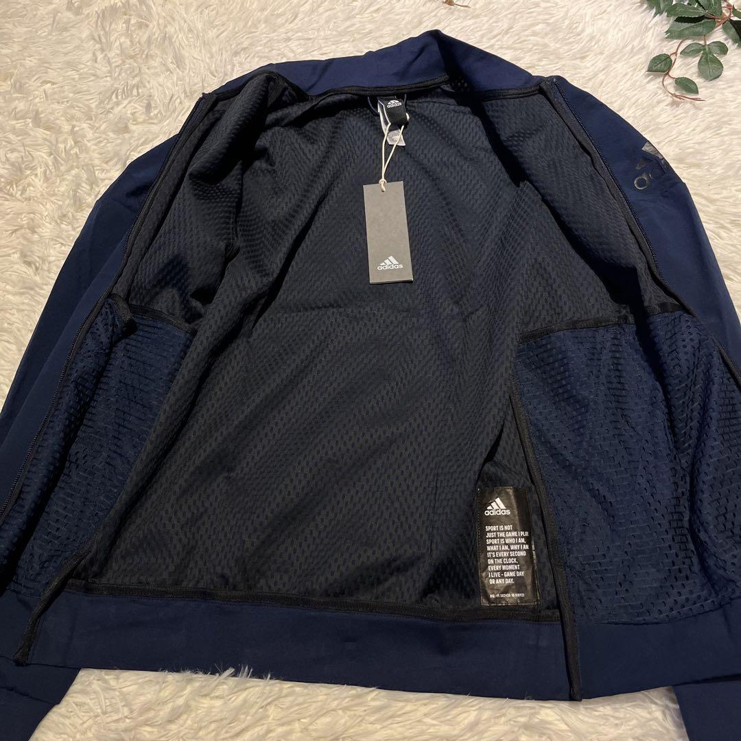 adidas ジャージ セットアップ ブルゾン ネイビー S ロゴ