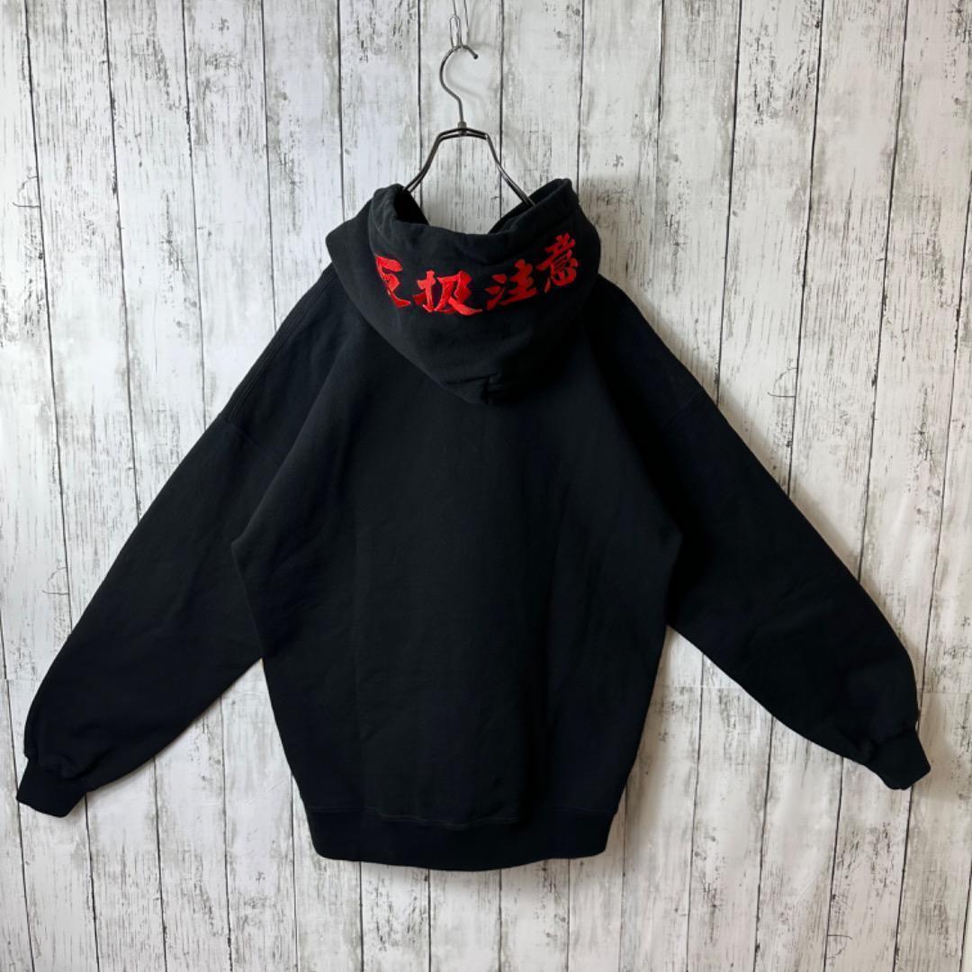 【激レア】ブラックアイパッチ 取扱注意 パーカー XL 黒 ブラック 刺繍 赤 画像8