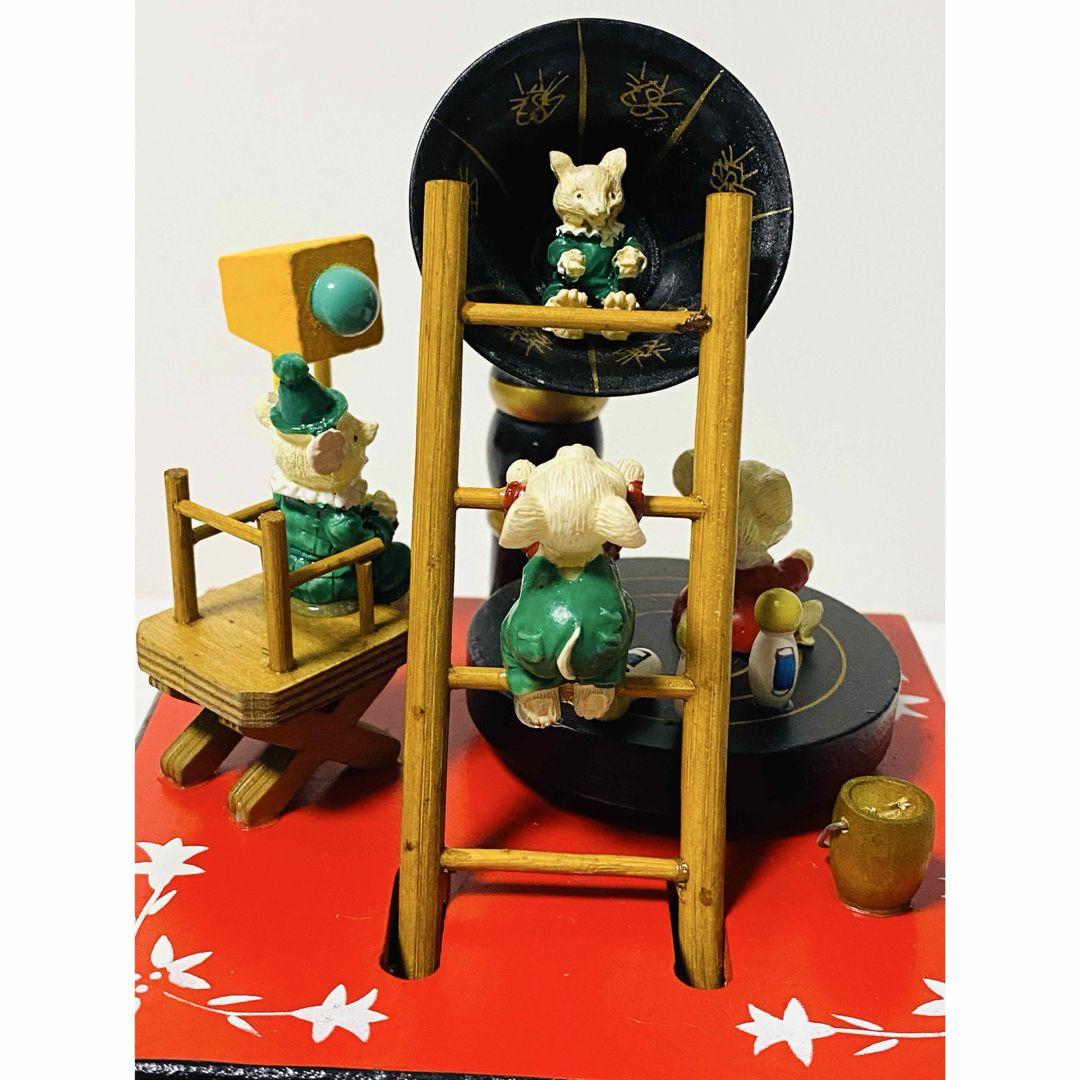 【 美品 】ヴィンテージ サンキョー 木製「マウスと蓄音機」 からくりオルゴール