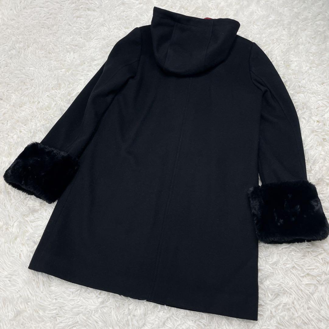 美品☆ブルーレーベルクレストブリッジ CBチェック ファー ロングコート 38 美品☆ブルーレーベルクレストブリッジ CBチェック ファー