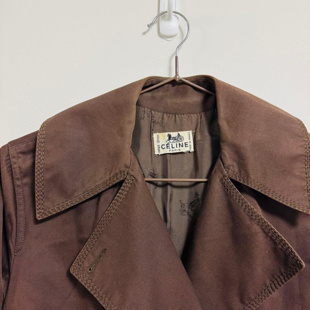 【CELINE】セリーヌ ヴィンテージ ブラウン トレンチコート 70's 美品 【CELINE】セリーヌ ヴィンテージ ブラウン トレンチコート 70's 美品
