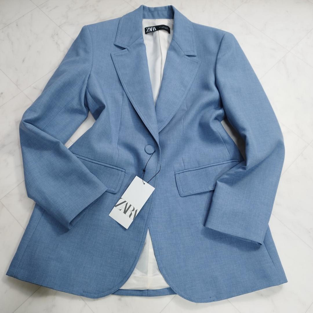 新品 タグ付き ZARA ザラ テーラードジャケット ライトブルー M