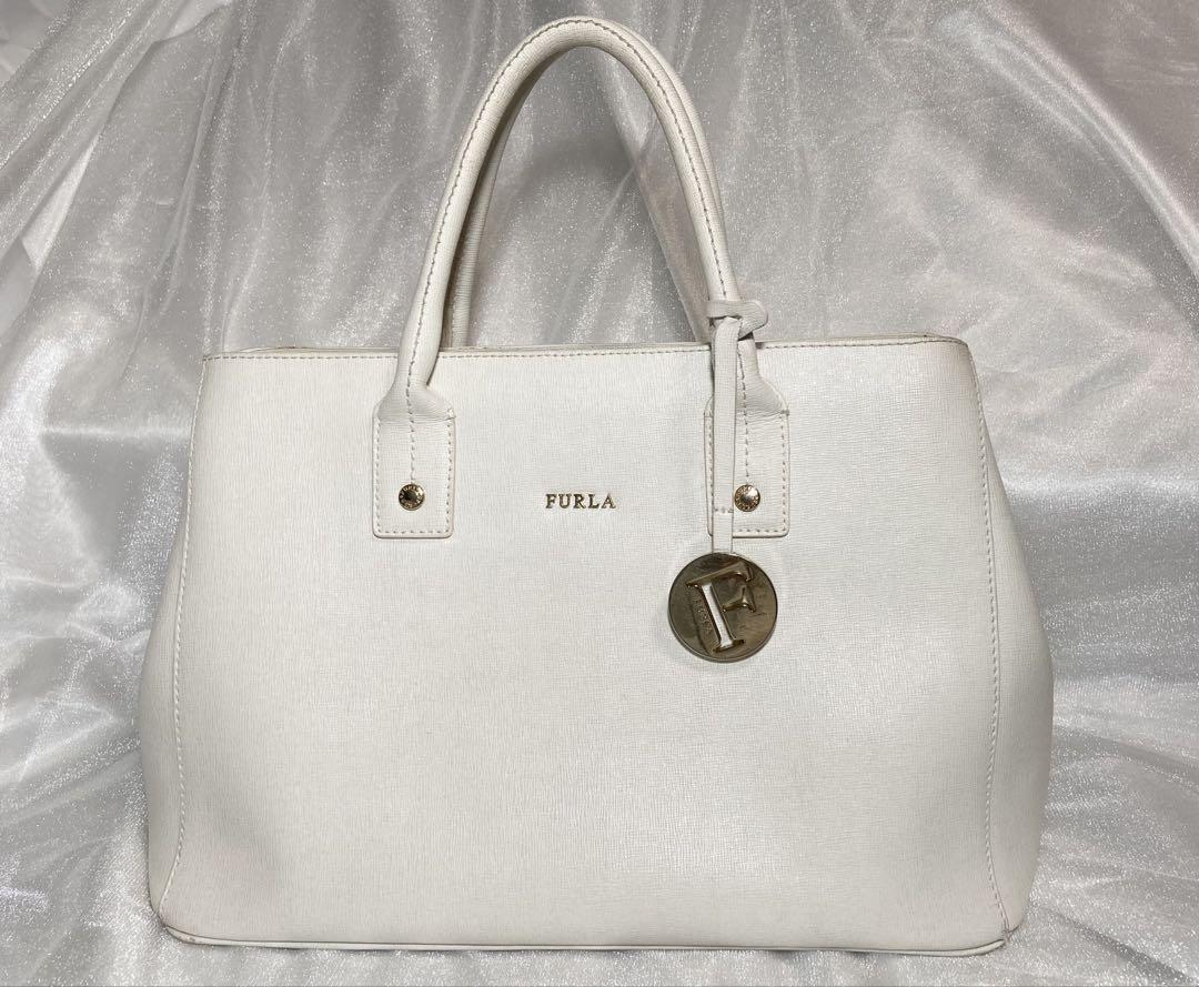 FURLA ホワイト トートバッグ フルラ FURLA ホワイト レザー トートバッグ ブランドアイテム