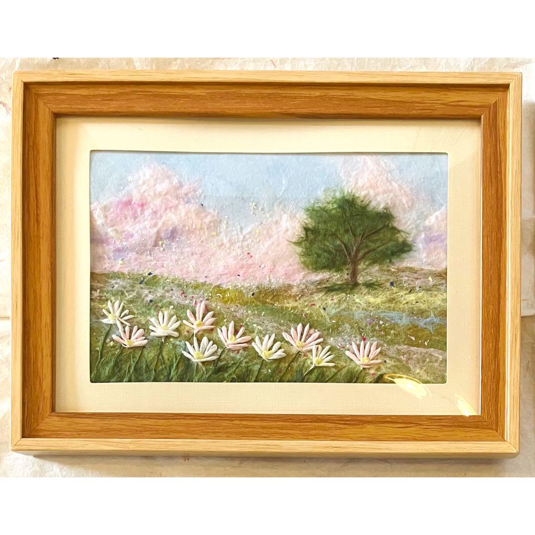 和紙ちぎり絵『枝垂れ桜』F6サイズ原画 - 和紙ちぎり絵-彩紘工房