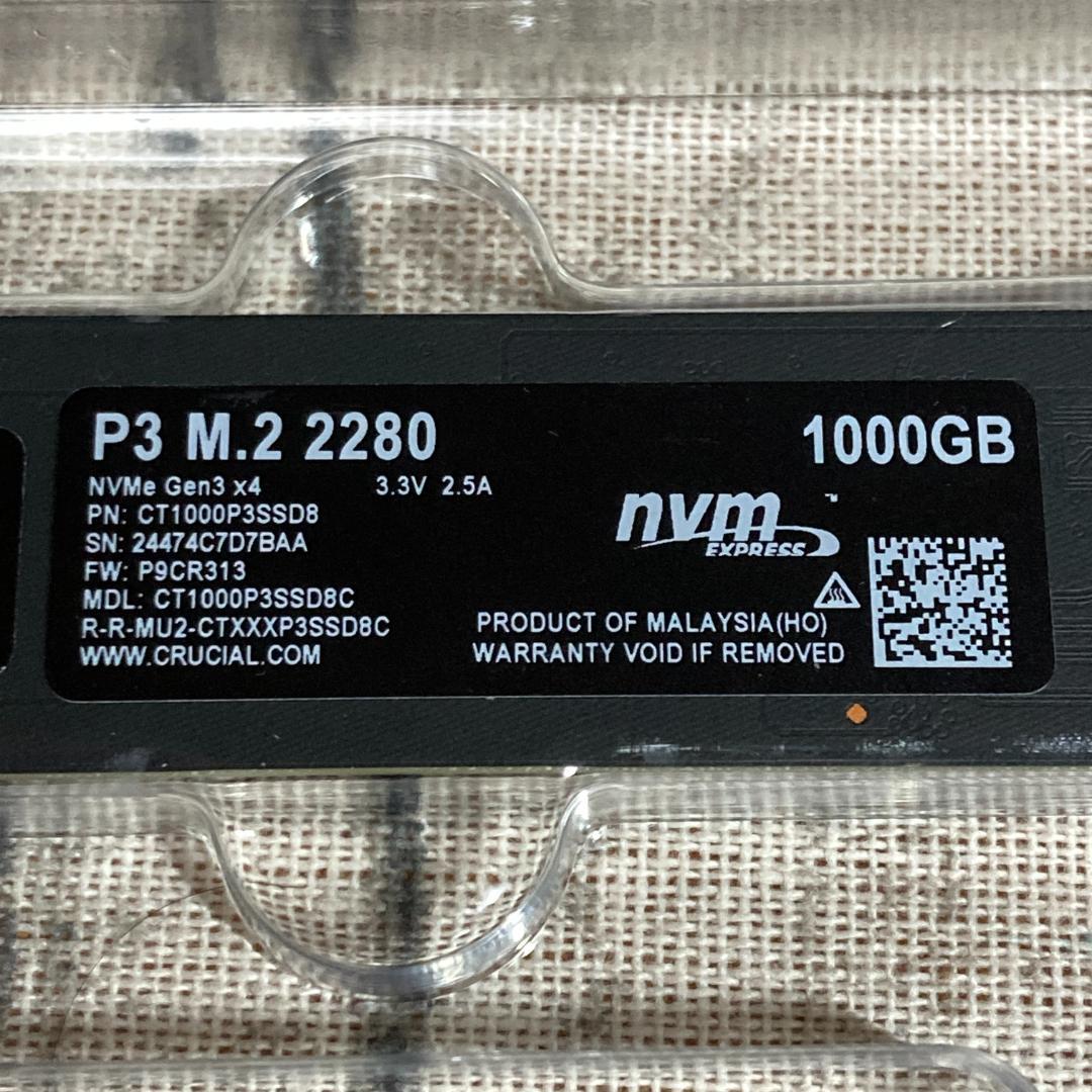 美品◆Crucial/クルーシャル◆CT1000 P3 1TB Gen3
