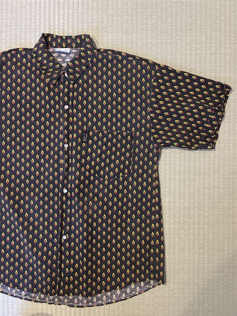 70s フランス製　アトリエプロバンサル　黒半袖シャツ　プロバンスシャツ