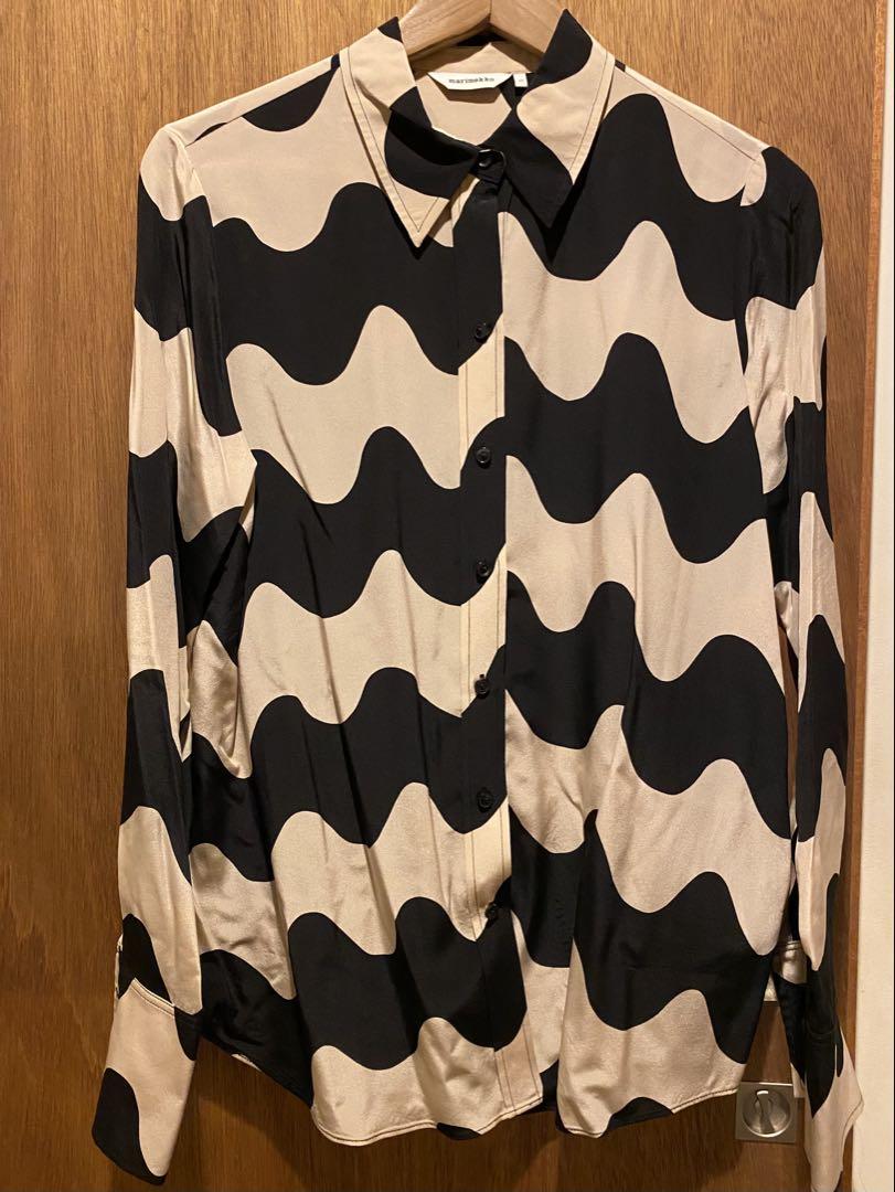 marimekko 波形模様のシルクシャツ