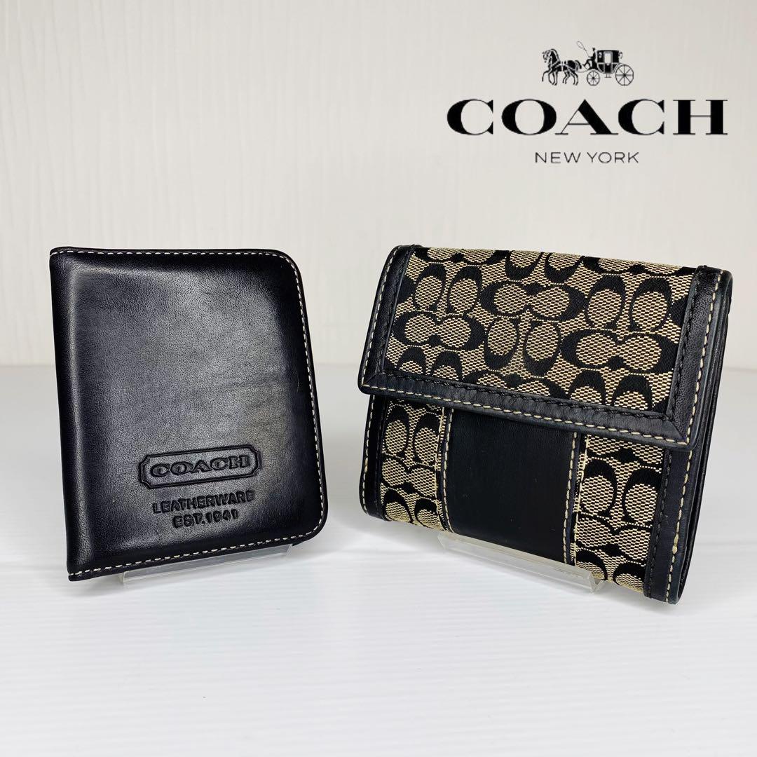 446 COACH　コーチ　シグネチャー　コンパクトウォレット　パスケース