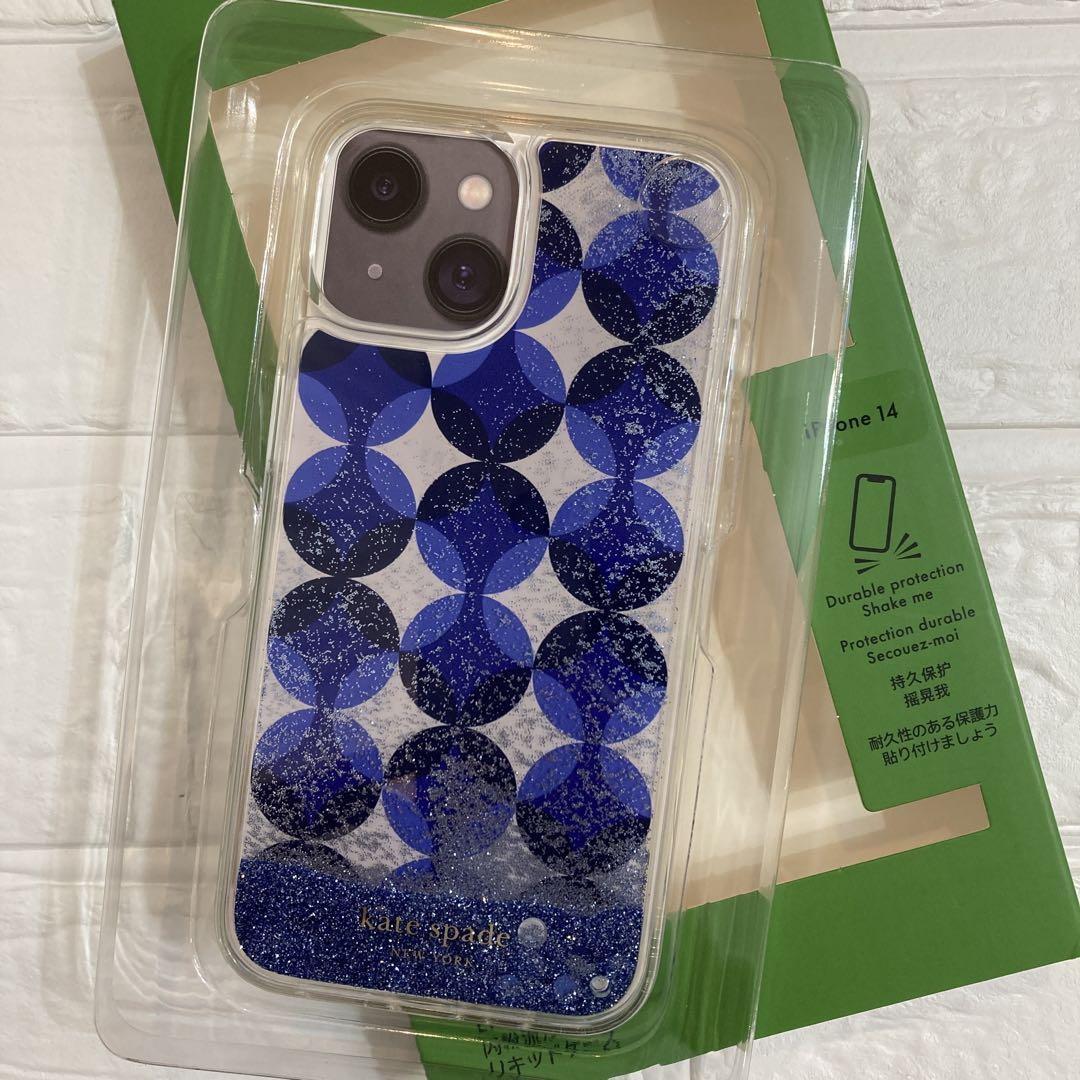 新品kate spade⭐️iPhone14 スマホケース　パティオタイル　ブルー