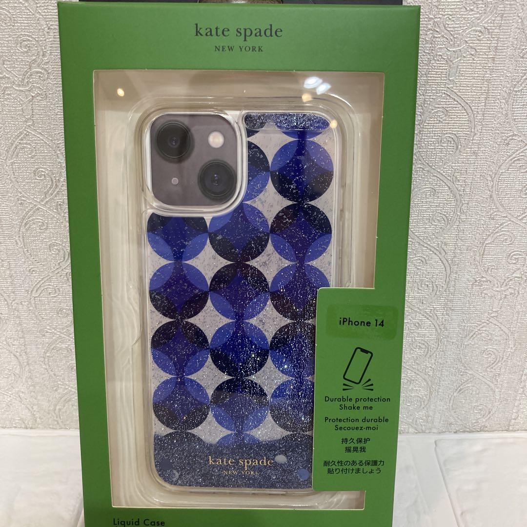 新品kate spade⭐️iPhone14 スマホケース　パティオタイル　ブルー